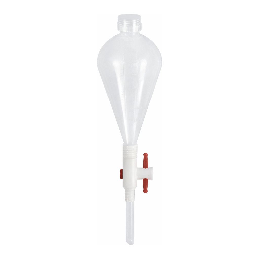 Plastic Separatory Funnel with Screwcap 플라스틱 분액 깔때기, 스크류 캡 포함