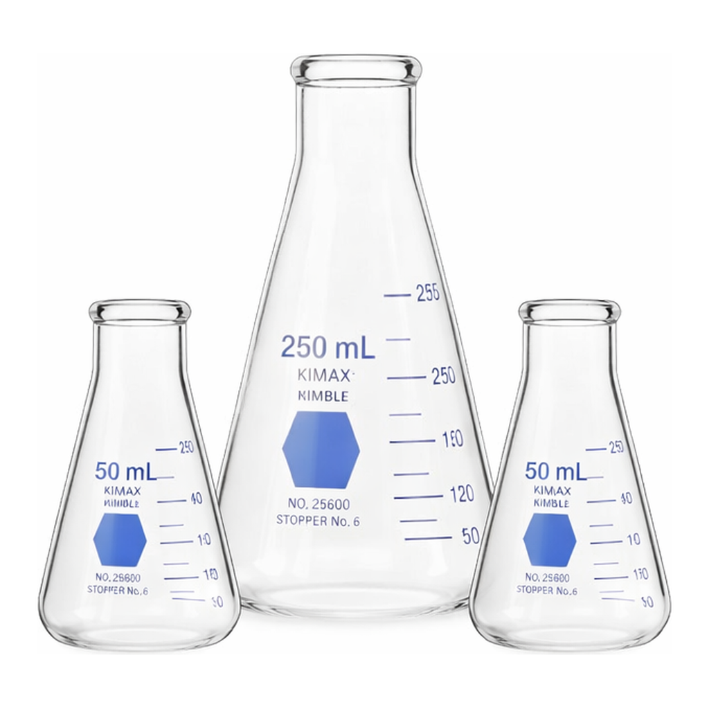 Narrow Mouth Erlenmeyer Flask, Kimble 세구형 삼각 플라스크