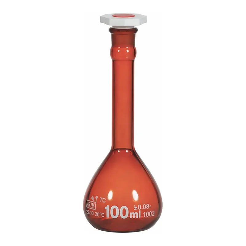 ASTM Amber Volumetic Flask ASTM 갈색 메스 용량 플라스크, Class A + Batch 보증서