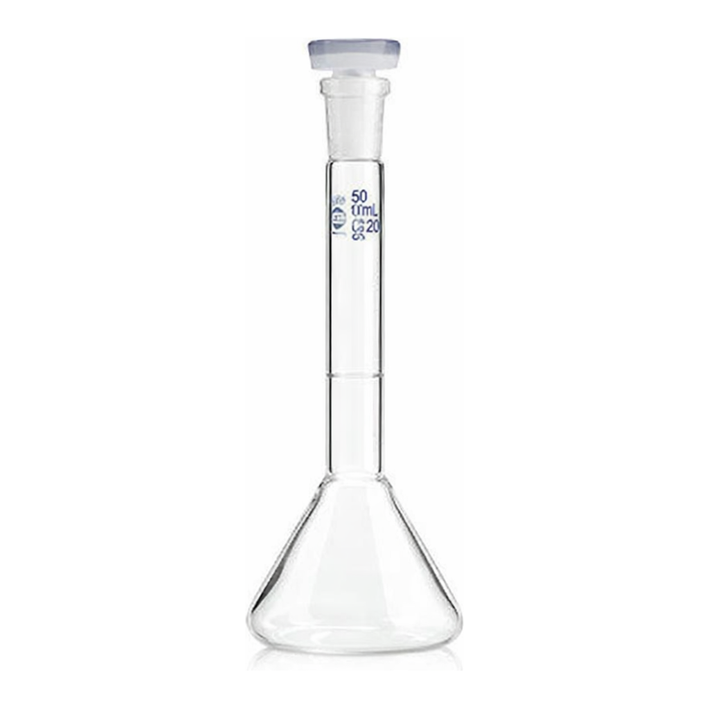 Trapezidal Volumetic Flask, Class A, BLAUBRAND 소량 정밀 메스 플라스크, 청색 눈금, Batch 보증서 포함