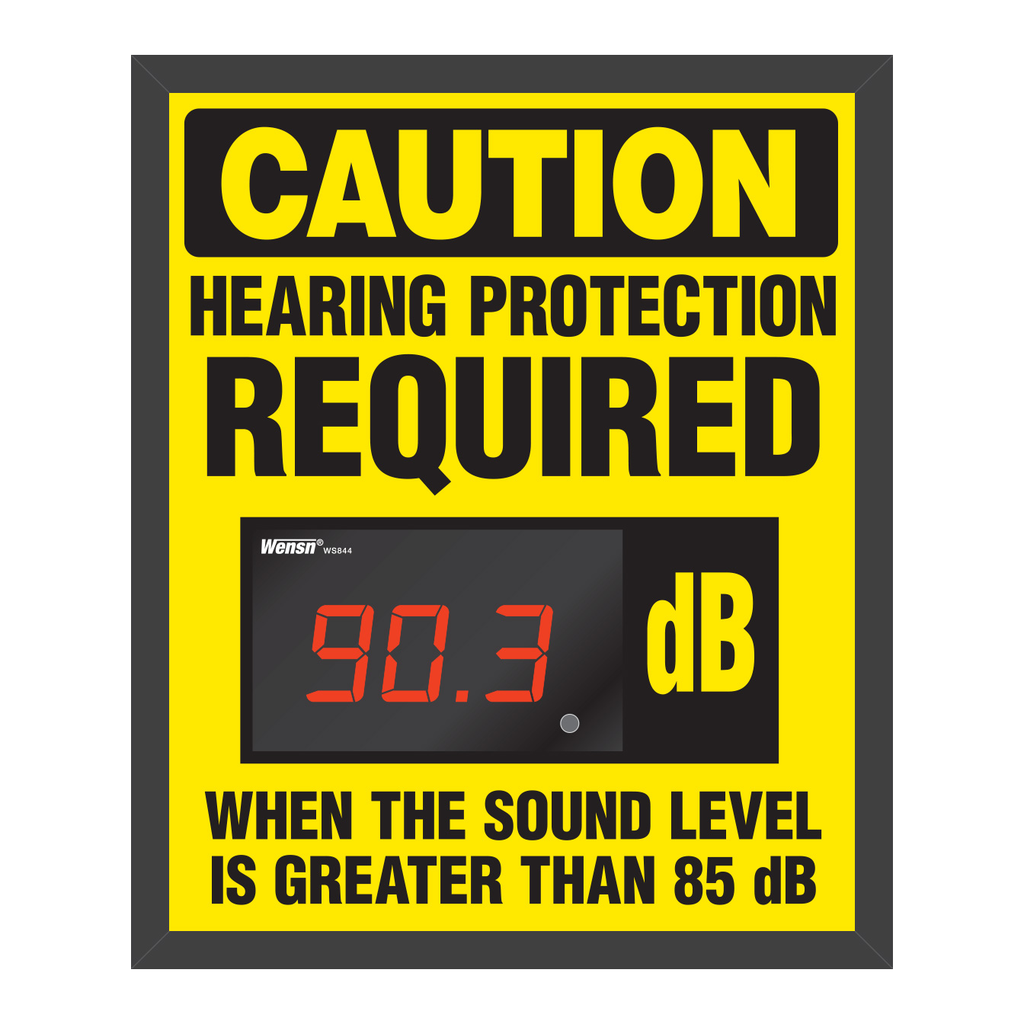 Brady Decibel Status Sign - CAUTION HEARING PROTECTION REQUIRED WHEN THE SOUND LEVEL IS GREATER THAN 85 DB