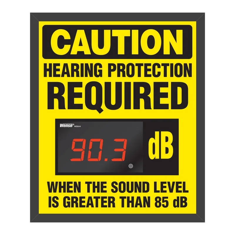 Brady Decibel Status Sign - CAUTION HEARING PROTECTION REQUIRED WHEN THE SOUND LEVEL IS GREATER THAN 85 DB