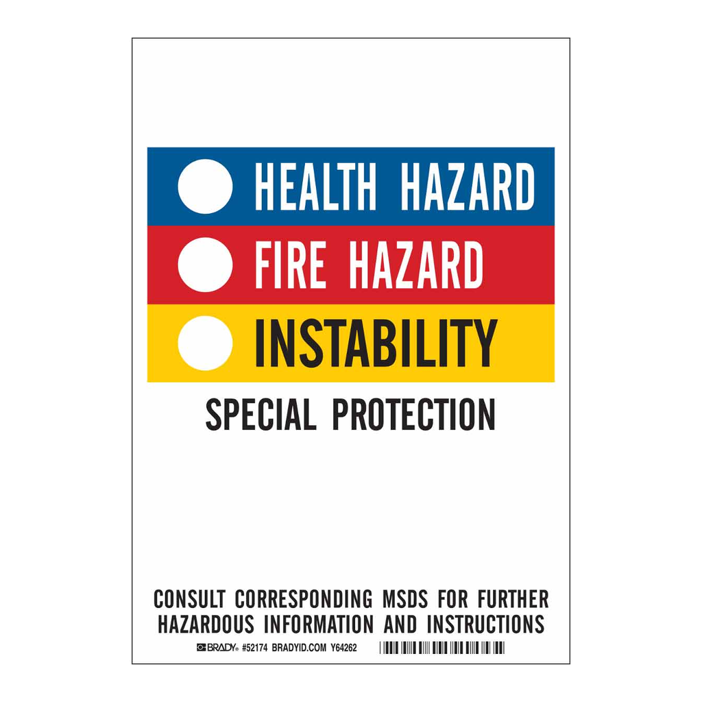 Brady Health Hazard Fire Hazard Instability Special Protection Sign