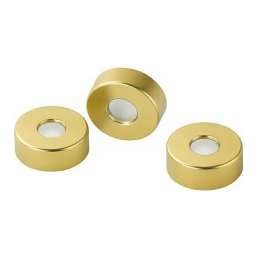 Restek SPME Vial Cap, 20mm, Gold Steel Crimp with MicroCenter PTFE/Silicone Septa, 100-pk