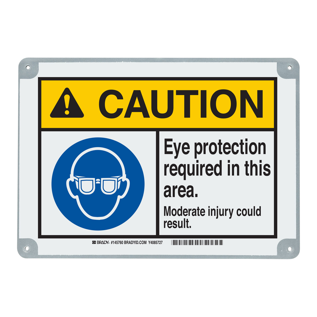 Brady ToughWash CAUTION Eye Protection Required In This Area. Moderate Injury Could Result. Sign