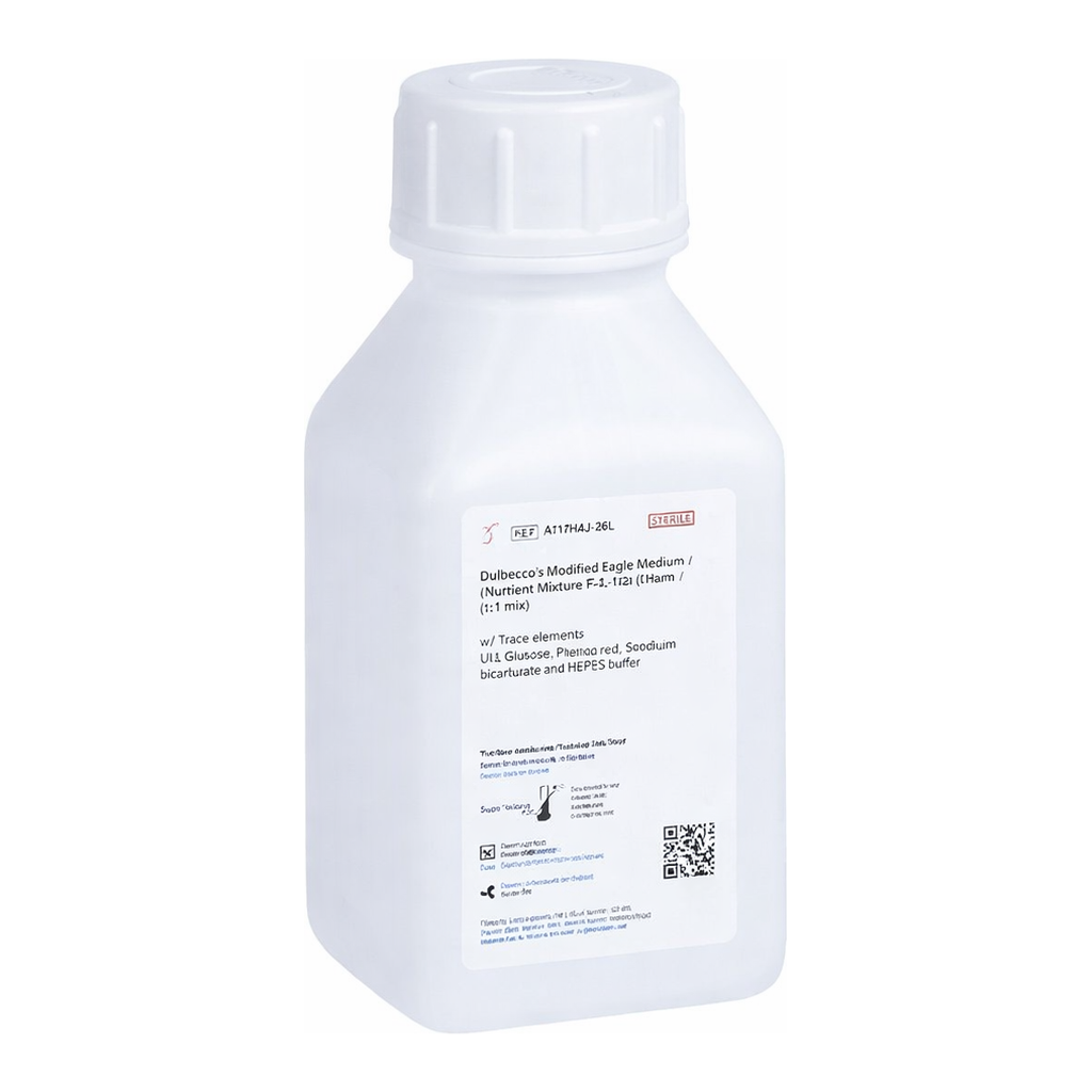Himedia Dulbecco`s Modified Eagle Medium / Nutrient Mixture F-12 Ham (DMEM / F12, 1:1 mixture) w/ Trace elements w/o L-Glutamine, Phenol red, Sodium bicarbonate and HEPES buffer