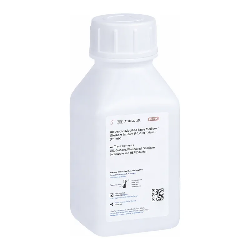 Himedia Dulbecco`s Modified Eagle Medium / Nutrient Mixture F-12 Ham (DMEM / F12, 1:1 mixture) w/ Trace elements w/o L-Glutamine, Phenol red, Sodium bicarbonate and HEPES buffer