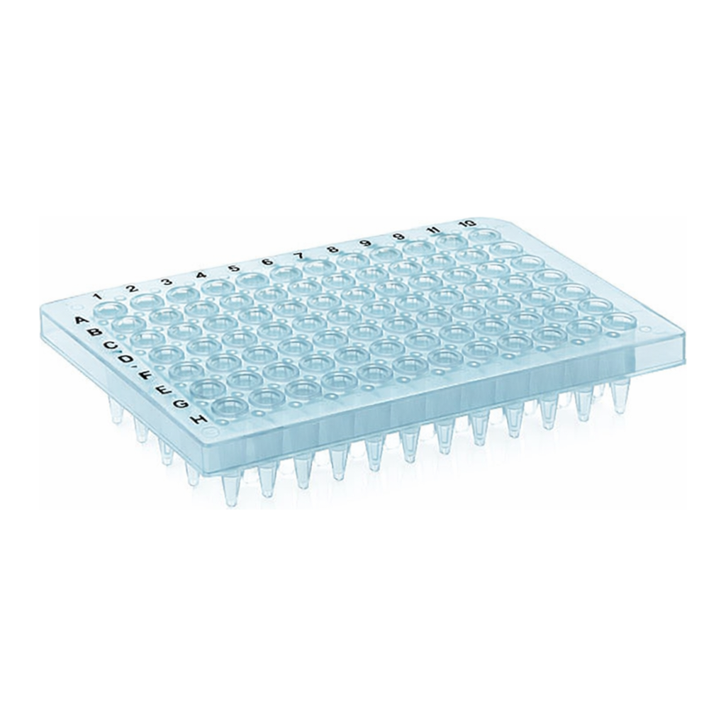 Thermo Fisher Scientific PCR Plate, 96-well, semi-skirted, flat deck, black lettering, blue