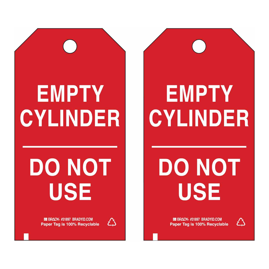 Brady Cylinder Status Tags: EMPTY CYLINDER DO NOT USE