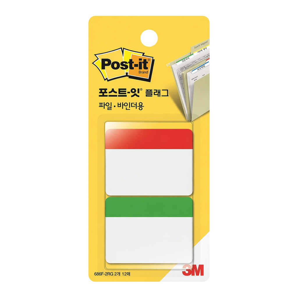 OFFICENEX 3M 포스트잇 플래그 파일·바인더용 686F-2RG(빨/초)(50.8x38mm)