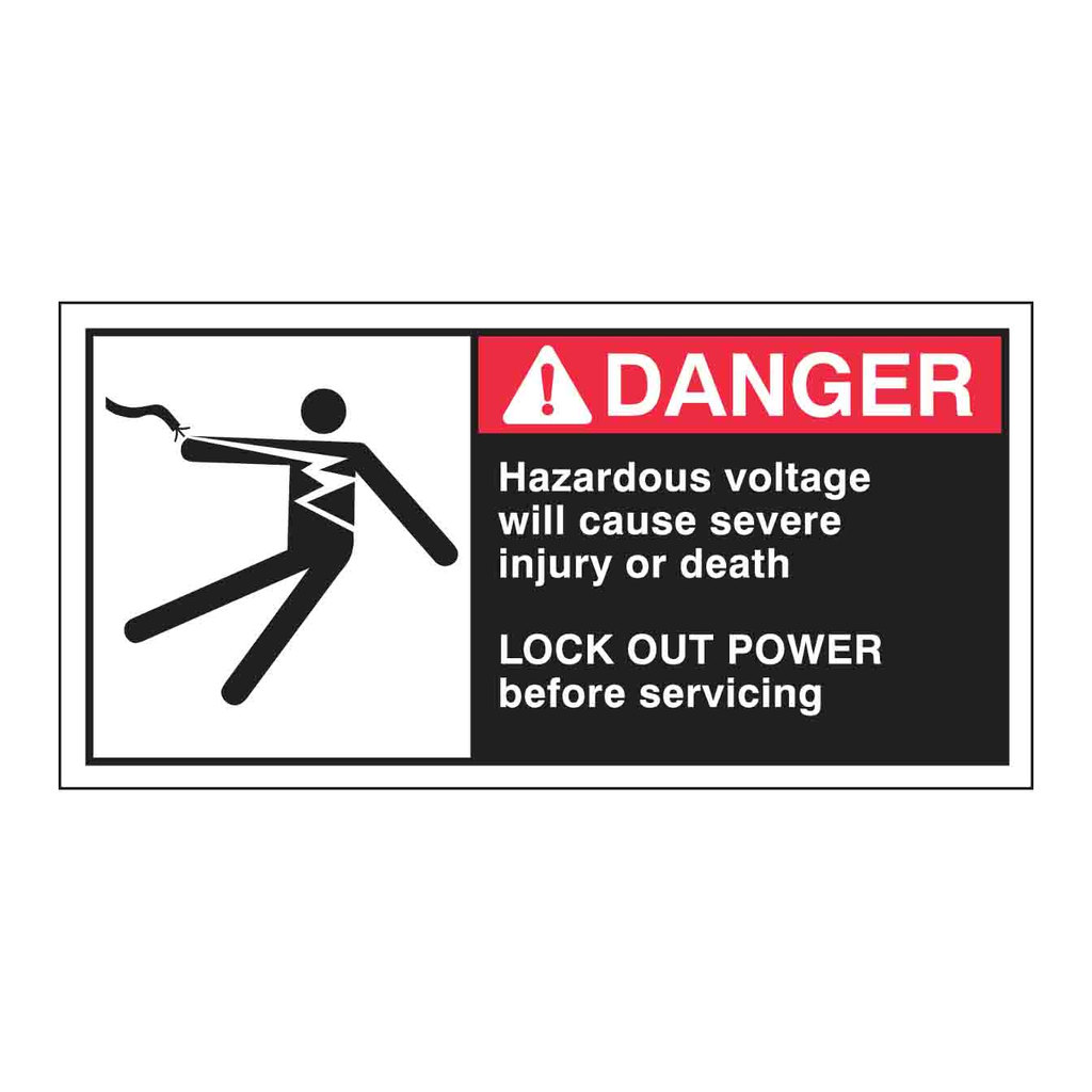 Brady HAZARDOUS VOLTAGE WILL CAUSE SEVERE INJURY OR DEATH Labels