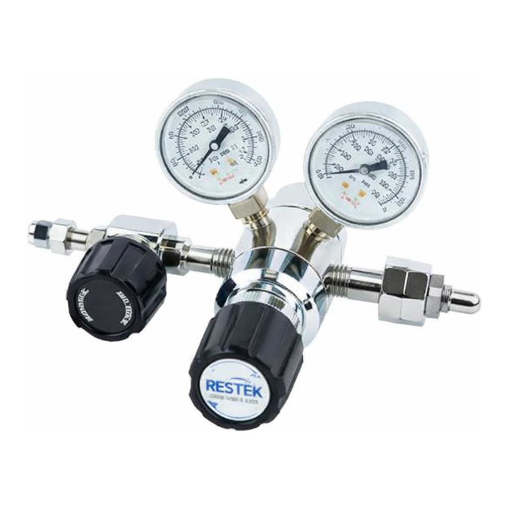 Restek Regulator, Brass, Dual Stage, Ultra High Purity Hydrogen, CGA 350