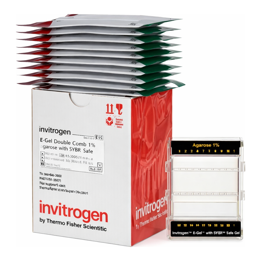 Thermo Fisher Scientific E-Gel Double Comb Agarose Gels with SYBR Safe DNA Gel Stain, 1%, 10 Gels