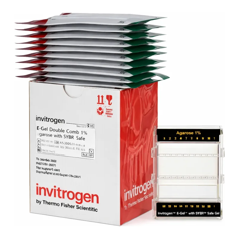 Thermo Fisher Scientific E-Gel Double Comb Agarose Gels with SYBR Safe DNA Gel Stain, 1%, 10 Gels