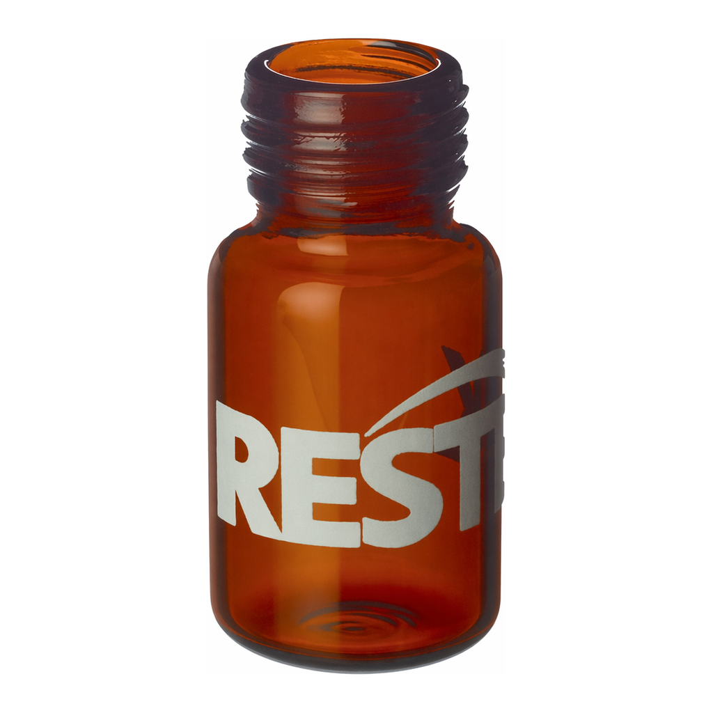 Restek Headspace Vials, 10mL (22x45) Screw Thread, Amber Glass, 100-pk Rounded Bottom
