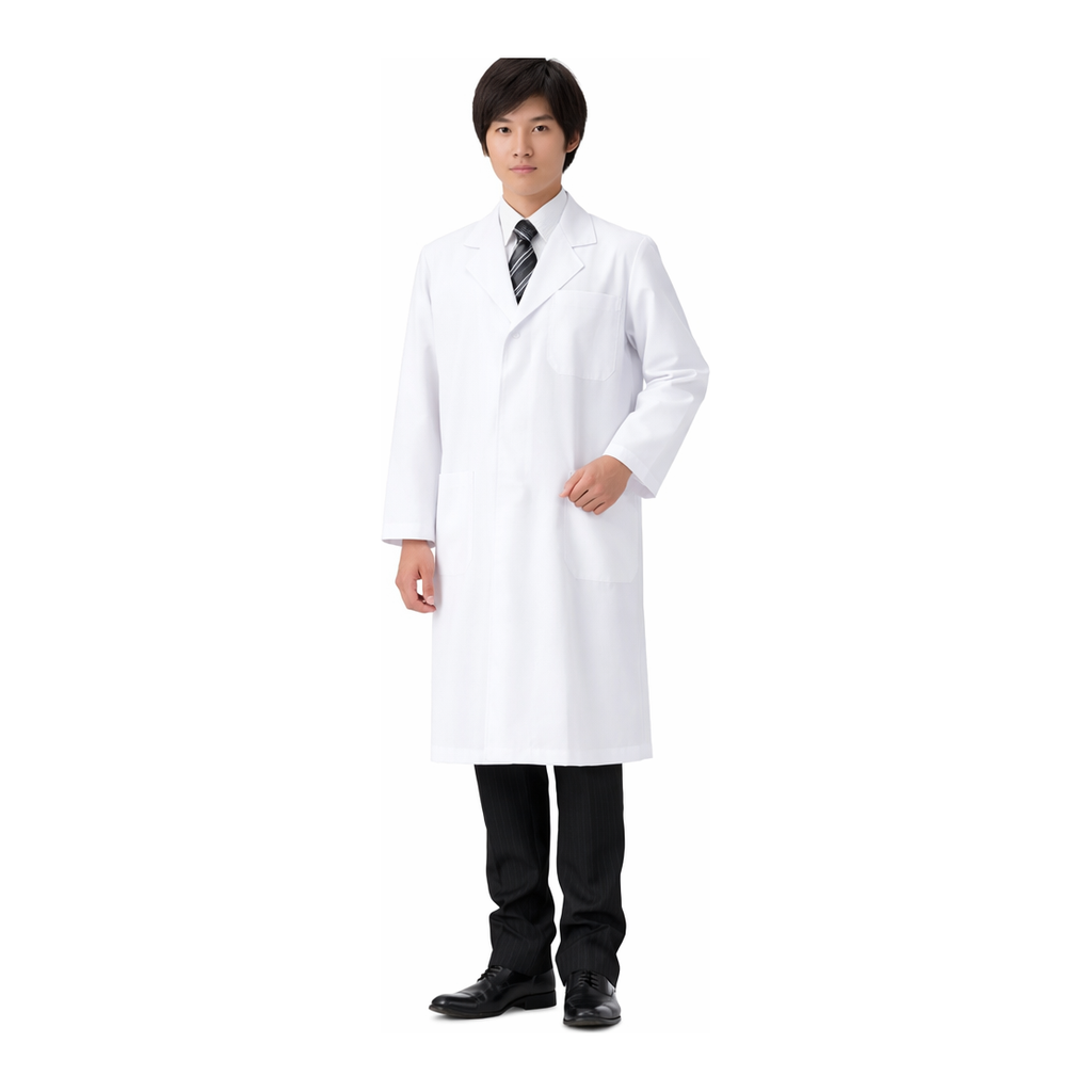 AS ONE White Lab Coat for Men (with Cuff Strap), 남성용 랩 코트 (소맷부리 조절끈)