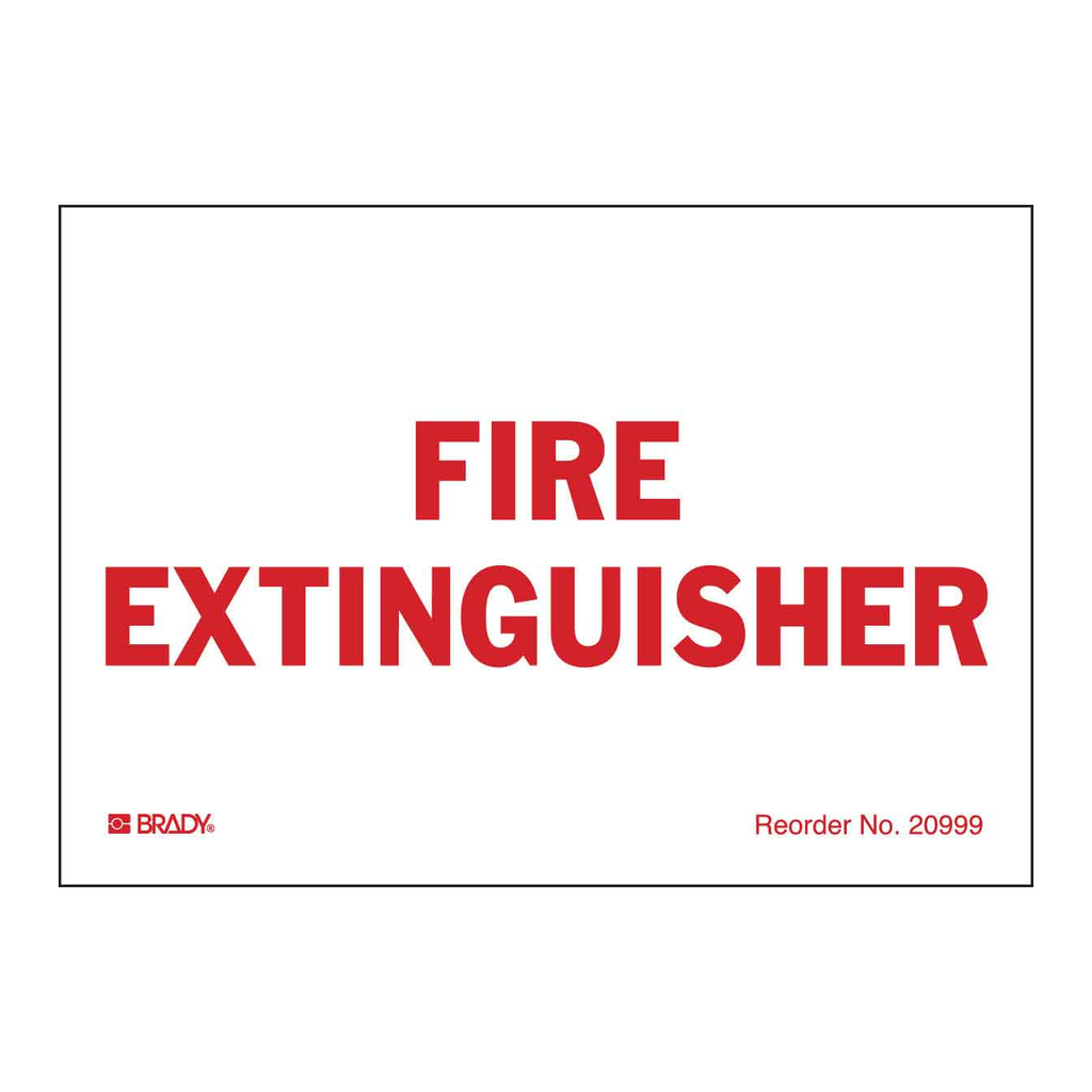 Brady BradyLite label: reflective sheeting, red on white, 3.5 in h x 5 in w, fire extinguisher