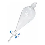 Merck Pyrex(R) Squibb separatory funnel, Pyrex jointed stopper, PTFE stopcock
