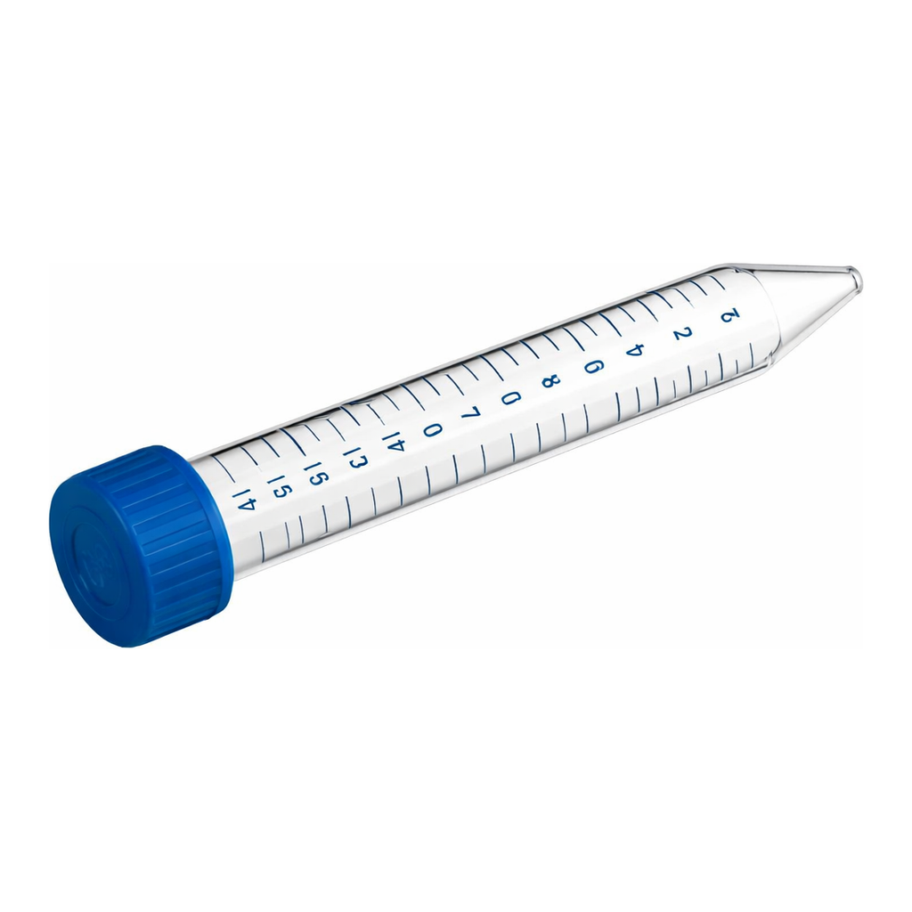 Greiner Bio One TUBE, 15 ML, PP, 17/120 MM, CONICAL BOTTOM,CELLSTAR®, BLUE SCREW CAP, NATURAL, GRADUATED, WRITING AREA, STERILE, 5 PCS./BAG, TRIPLE PACKED
