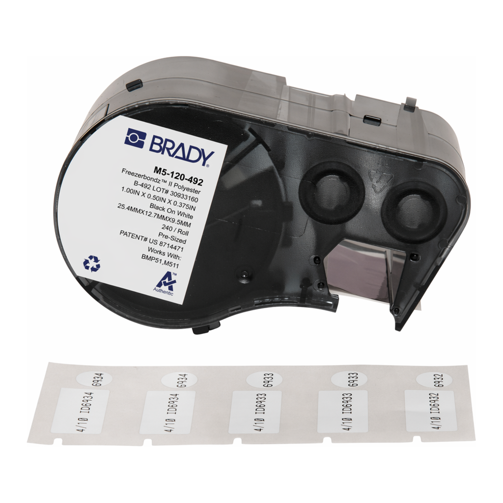 Brady FreezerBondz Ultra-Thin Cryogenic Polyester Vial and Tube Laboratory Labels with Ribbon for M4 M5 Printers