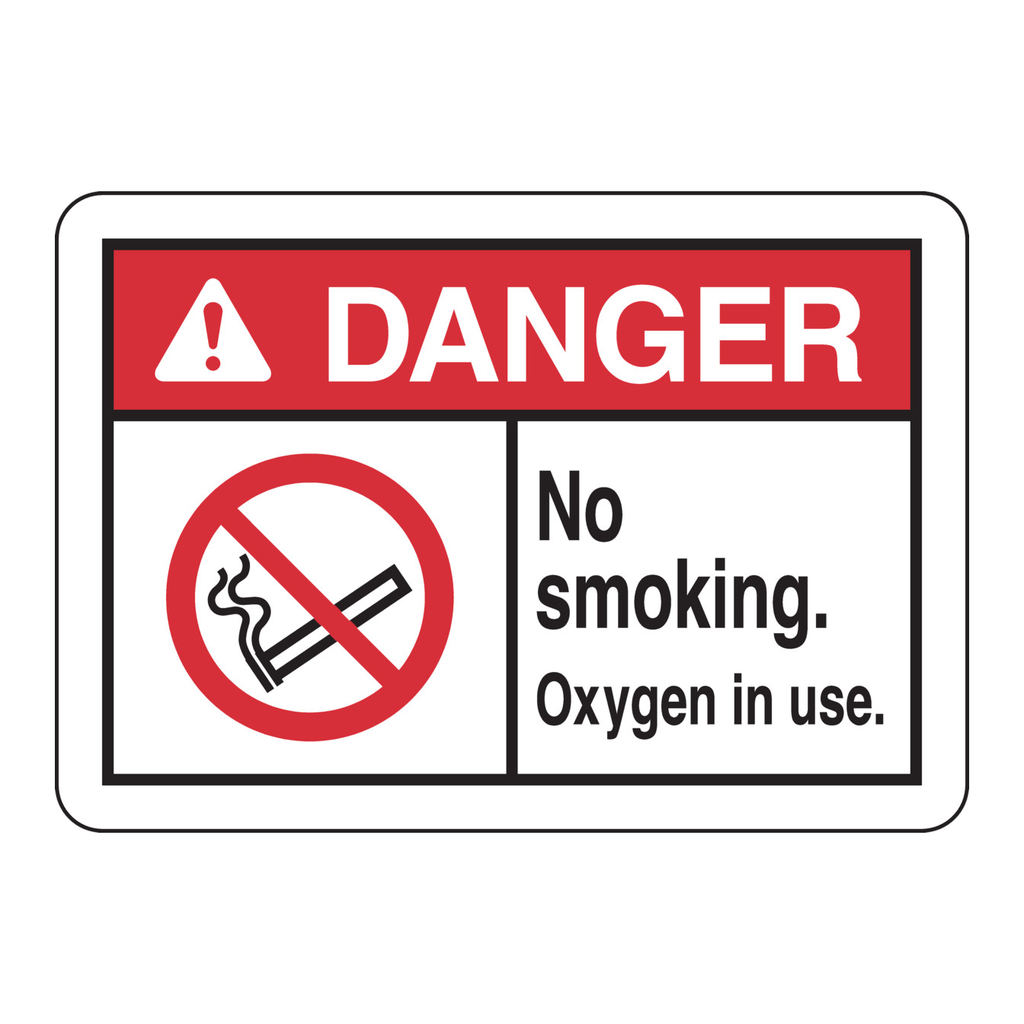 Brady DANGER No Smoking. Oxygen In Use. Sign