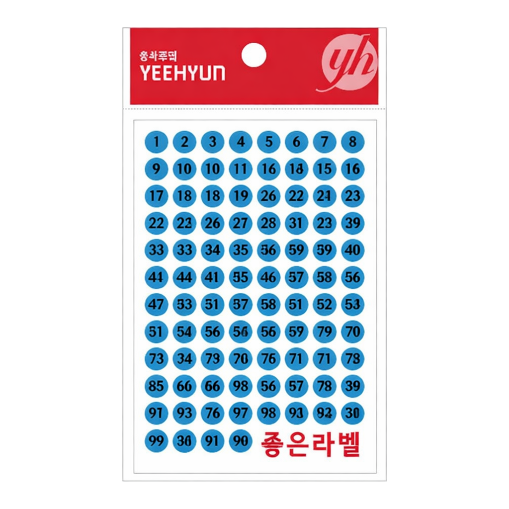 OFFICENEX 레터링견출지 20-6011B 청색(∮9 1-100 13장)