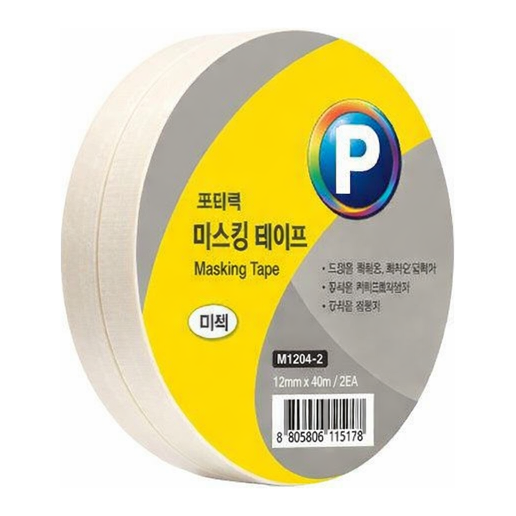 OFFICENEX 프린텍 M1240-2 마스킹테이프ㅡ미색 2EA(12 x 40)