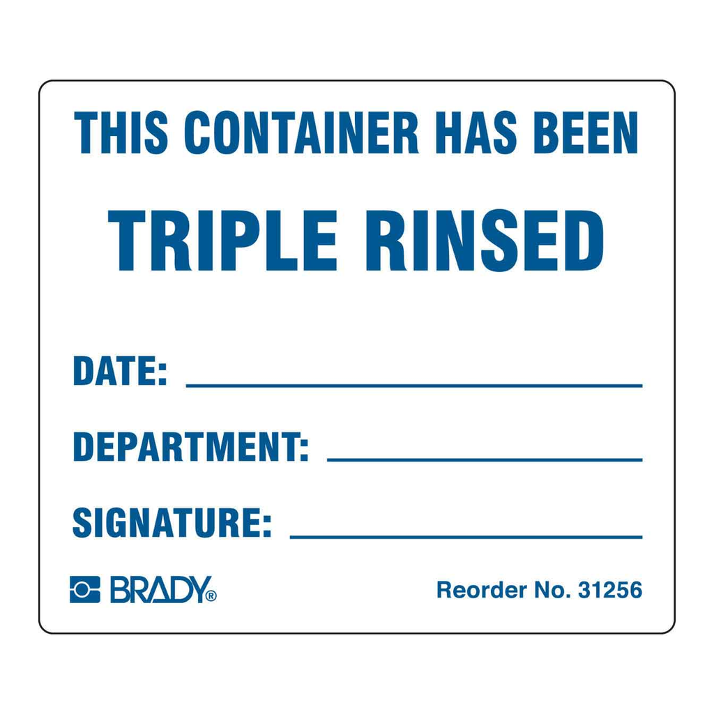 Brady This Container Has Been Triple Rinsed Labels