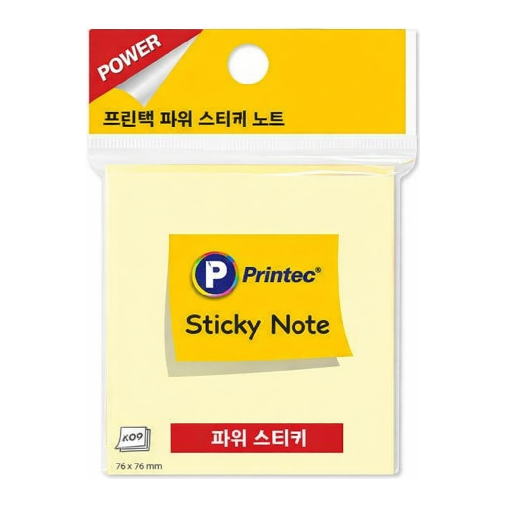 OFFICENEX 프린텍 S7676Y 파워 스티키노트 노랑 76x76mm 100매