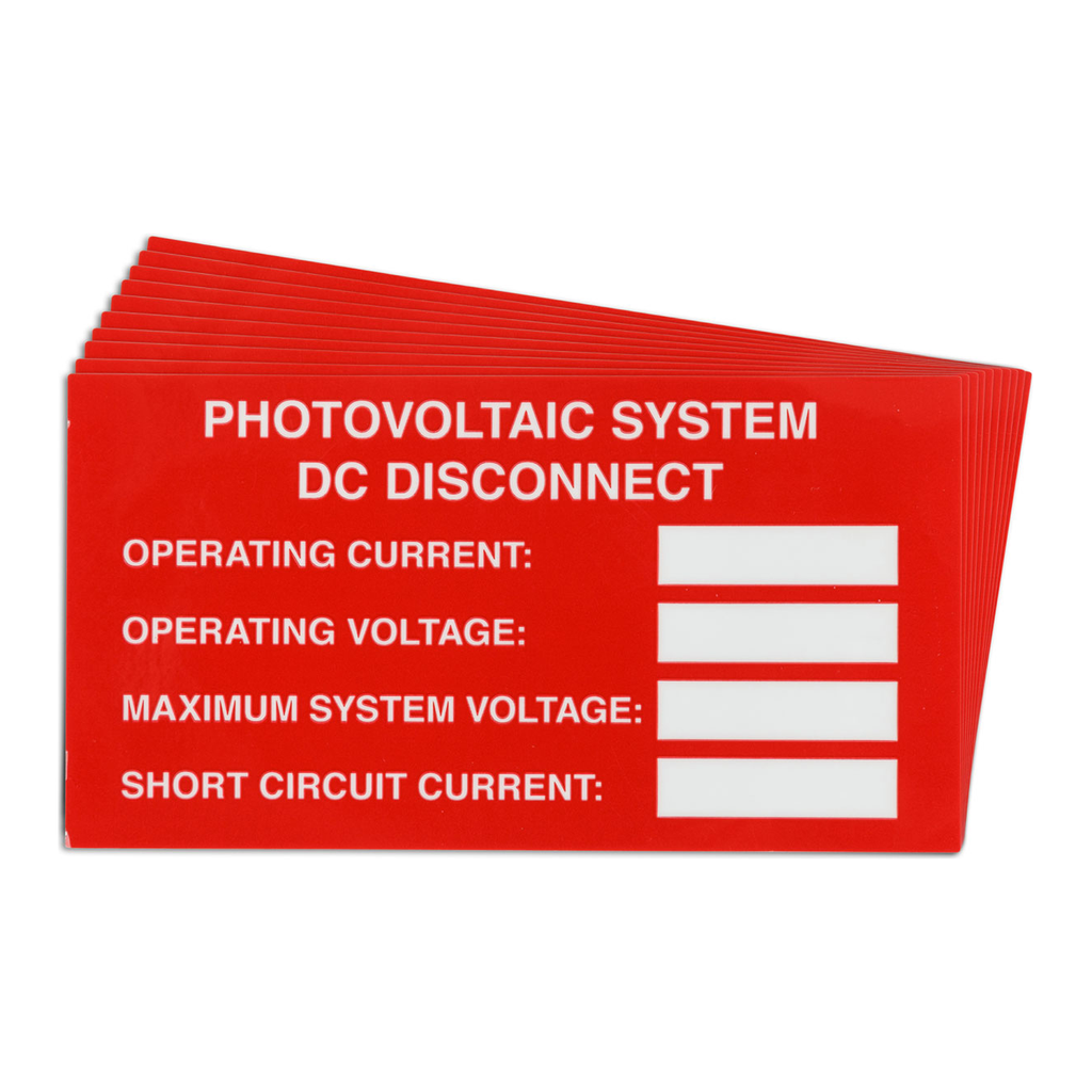 Brady Pre-Printed SOLAR DC DISCON VAR Warning Labels