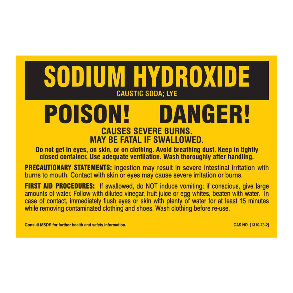 Brady Sodium Hydroxide Poison Danger Labels