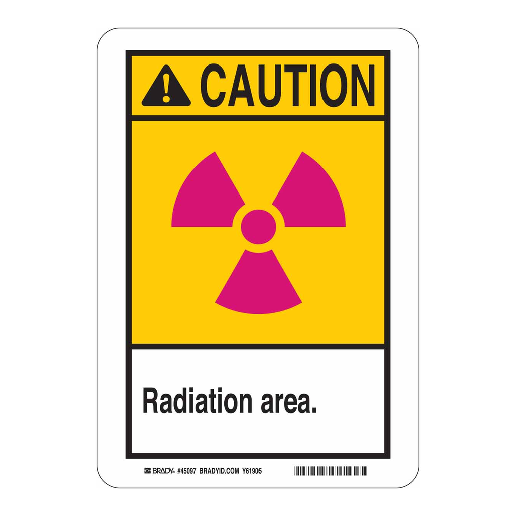 Brady CAUTION Radiation Area. Sign