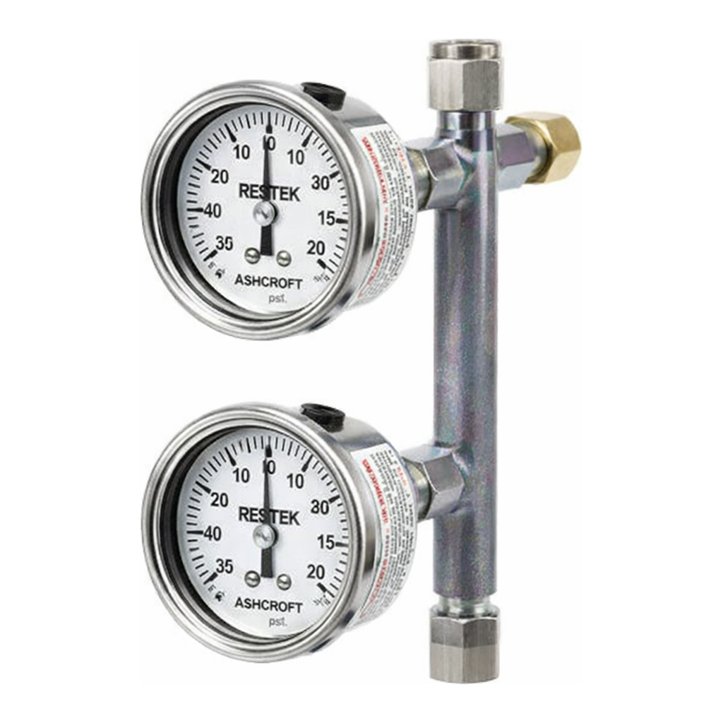 Restek Soil Vapor Sampler dual gauge tube stub 100ml/min Siltek-treated