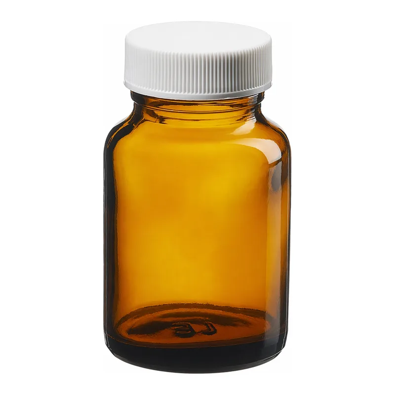 Thermo Fisher Scientific I-Chem Wide-Mouth Amber Glass Packer with Closure, 60mL, processed, 60mL; Pre-cleaned; Closure size: 33-400; Case of 24