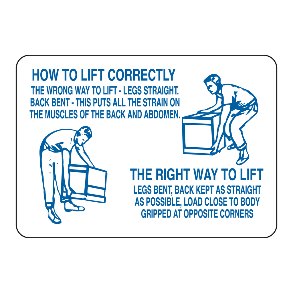 Brady How To Lift Correctly The Wrong Way To Lift The Right Way To Lift Sign