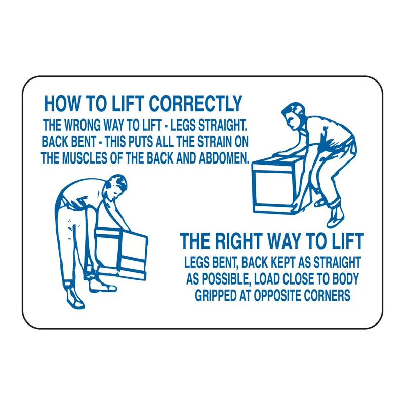 Brady How To Lift Correctly The Wrong Way To Lift The Right Way To Lift Sign