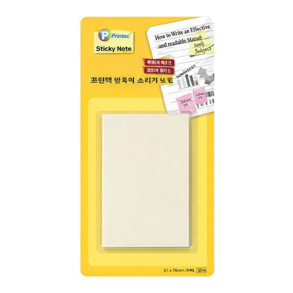 OFFICENEX 프린텍 CL5176W반투명스티키노트 백색 51x76 30매(51x76mm,30매)