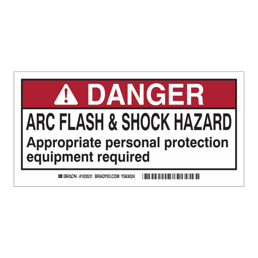 Brady DP- 2X4 ARC FLASH & SHOCK LBL,10 Package