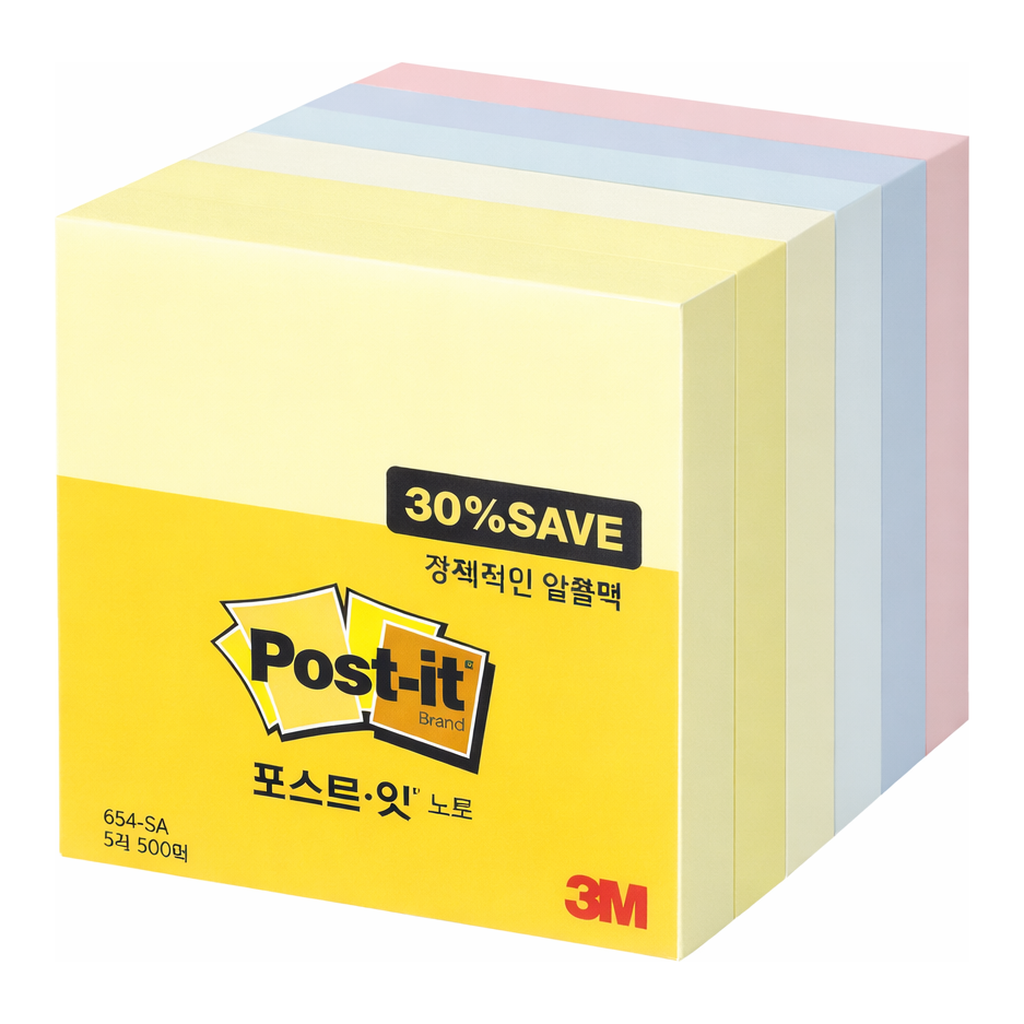 OFFICENEX 3M 포스트잇 알뜰팩 654-5 멀티