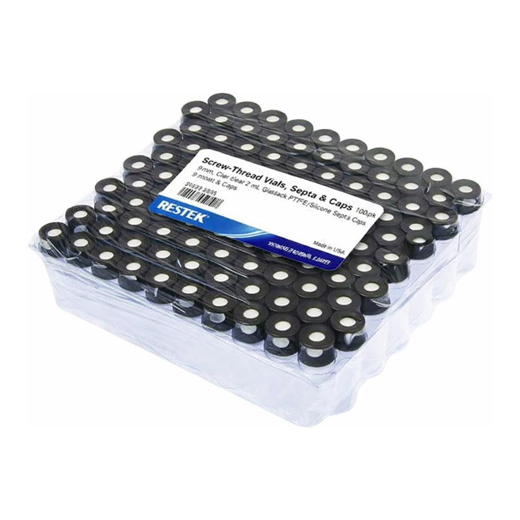 Restek Vial, Threaded w/Septa, 2ml Clr 8-425 w/Red PTFE/ Sil Septa 0.045in 100 Pack
