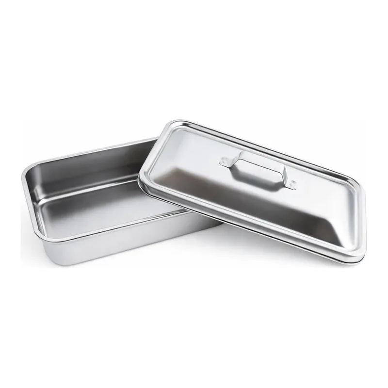 Instrument Tray with Cover 스테인레스 사각 트레이, 뚜껑포함