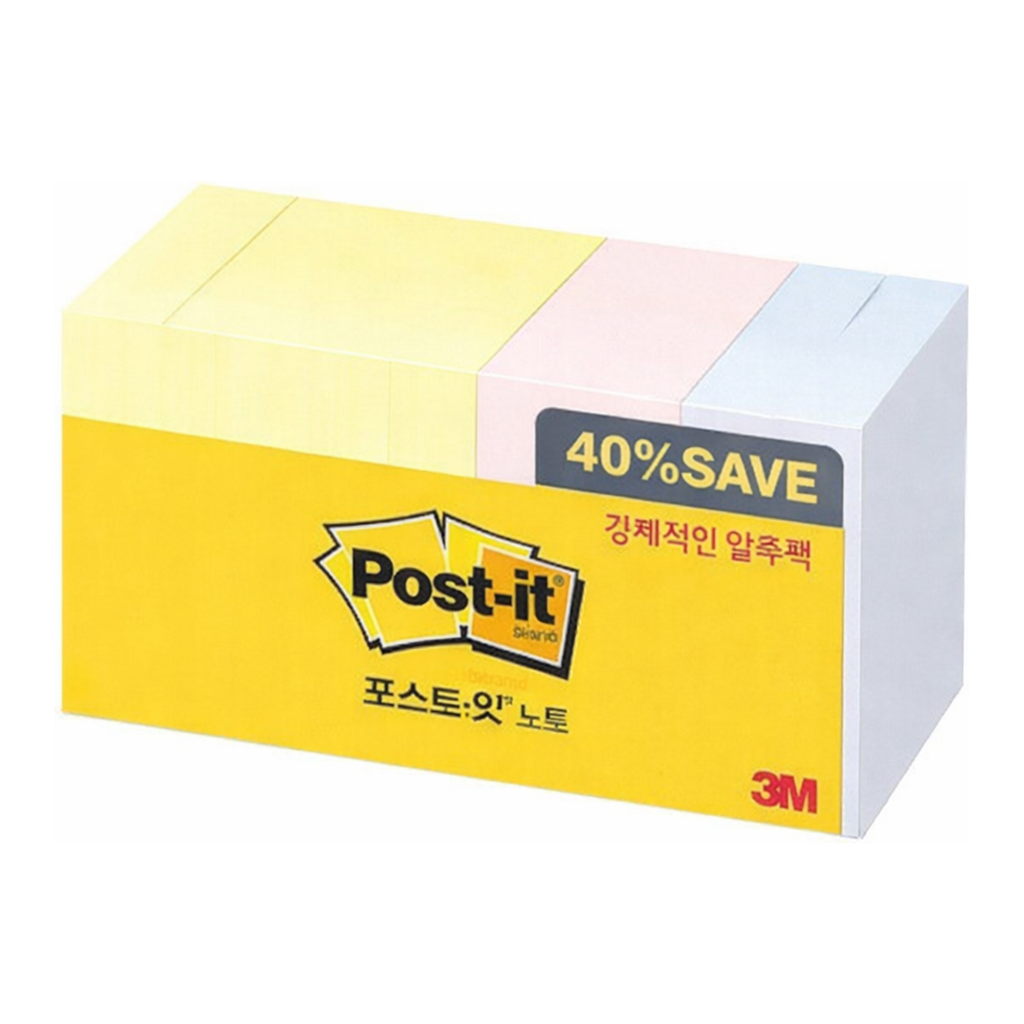 OFFICENEX 3M 포스트잇 알뜰팩 653-9A(51x38mm,노랑(5)블루(2)핑크(2))