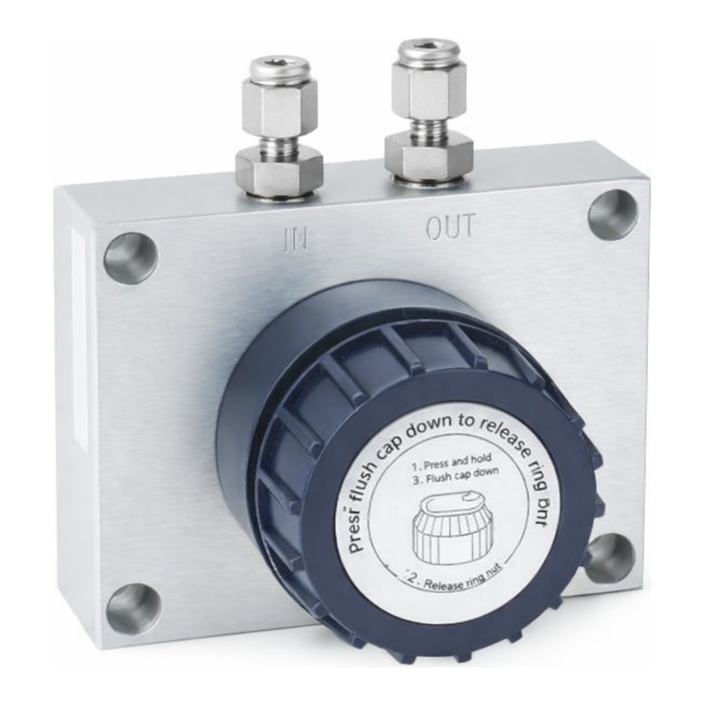 Restek Super-Clean Baseplate, Single Position, for One Cartridge Filter, 1/8in SS Fittings