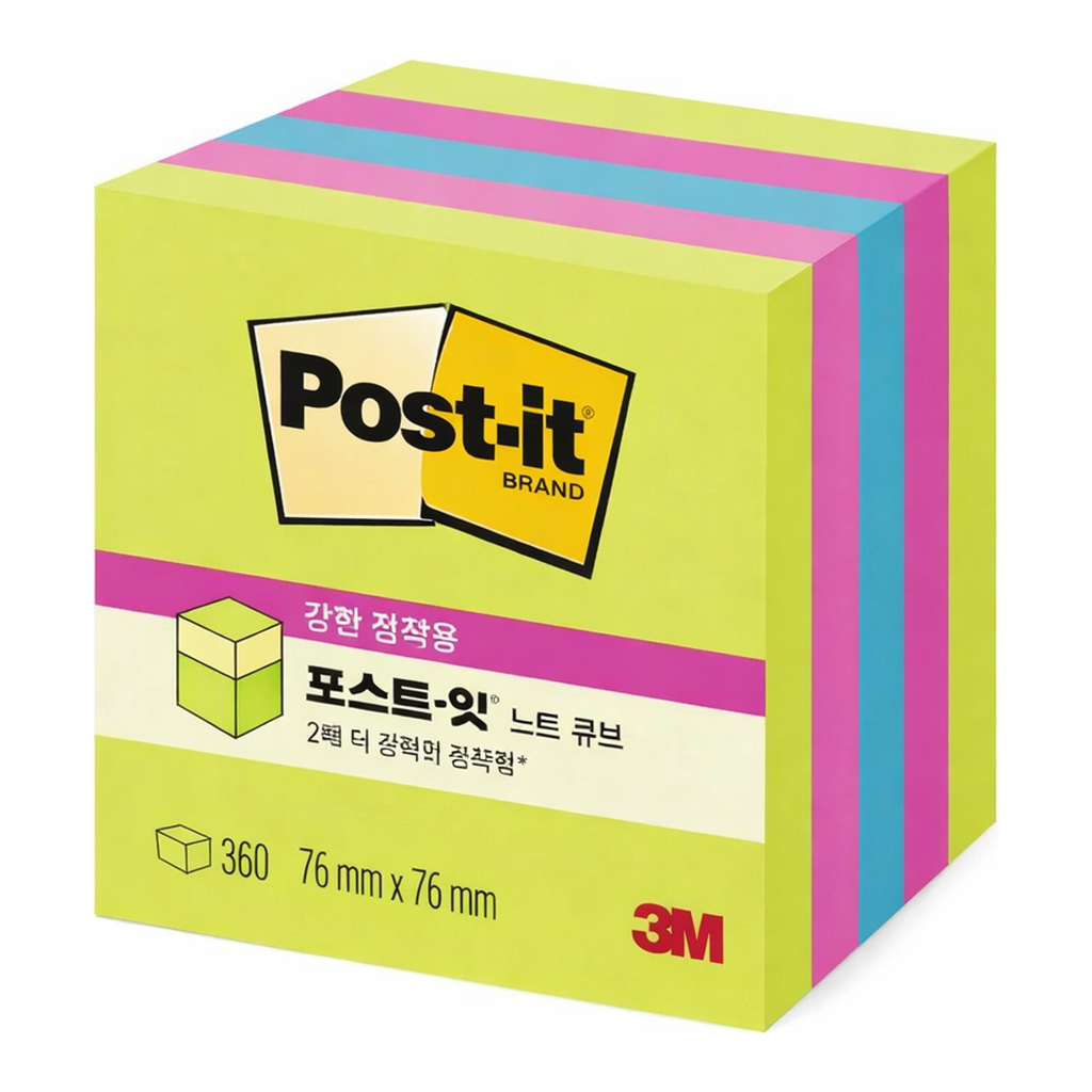 OFFICENEX 3M 포스트잇 강한점착용 큐브 파이 그린