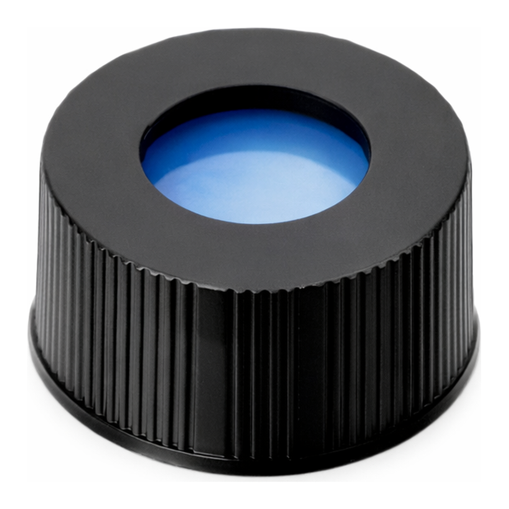 Waters Black, 12 x 32 mm Snap Neck Cap and Preslit PTFE/Silicone Septum, 100/pk
