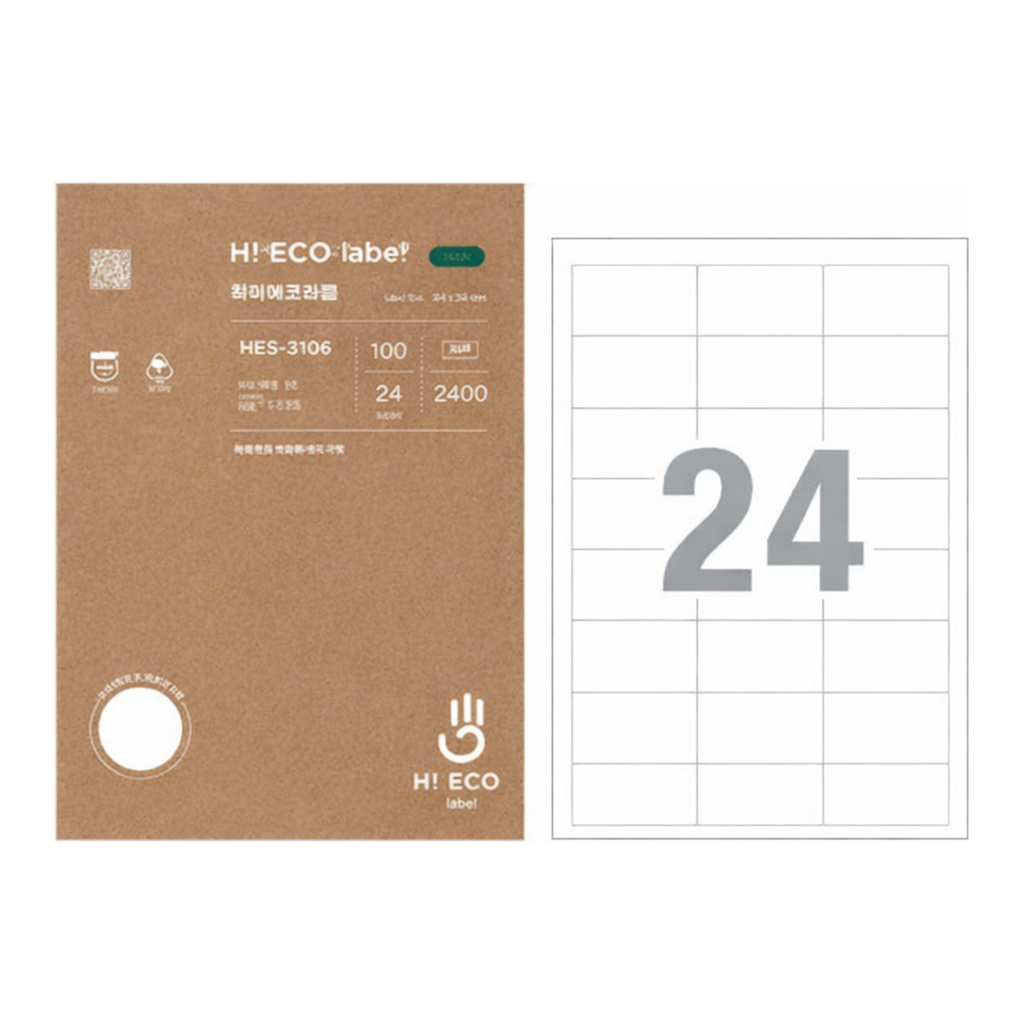 OFFICENEX 하이에코라벨(HES-3106/100매/24칸/폼텍)친환경 인증 상품