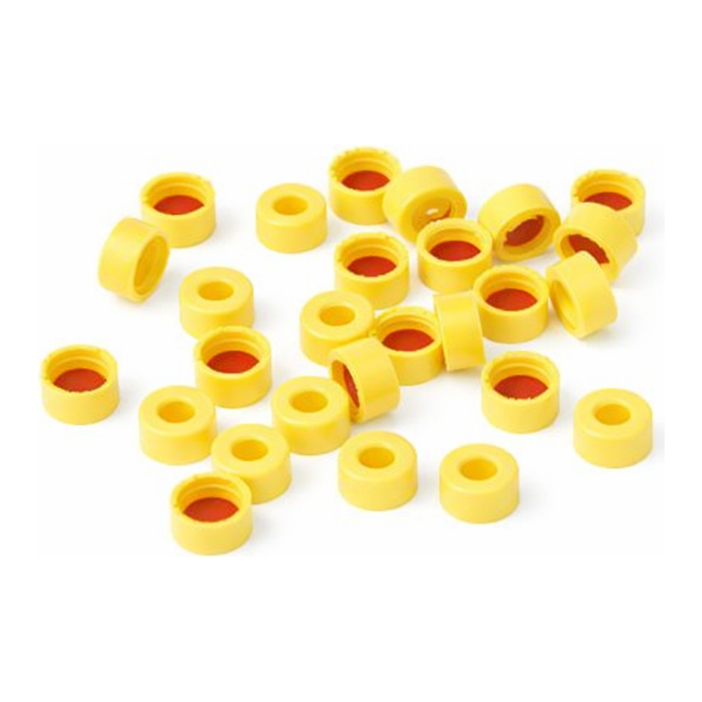 Restek Caps, Short Screw, 9mm Yellow PTFE/Sil Pack of 100