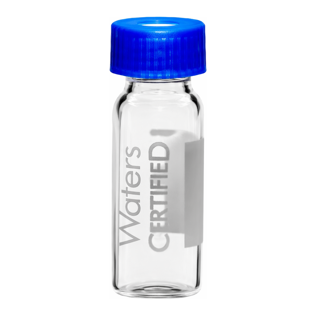 Waters LCGC Certified Clear Glass 12 x 32 mm Screw Neck Vial, with Cap and Preslit PTFE/Silicone Septum, 2 mL Volume, 100/pk