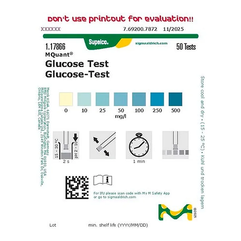 Merck GLUCOSE TEST 10 - 25 - 50 - 100 - 250 -
