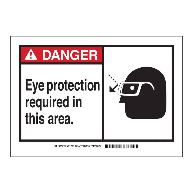 Brady DANGER Eye Protection Required In This Area. Sign